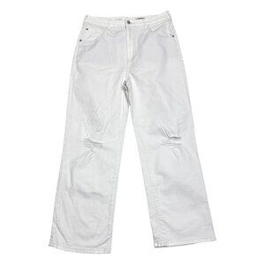 ANTHROPOLOGIE PILCRO Wide Leg Loose Baggy Fit White Denim Jeans Womens 31